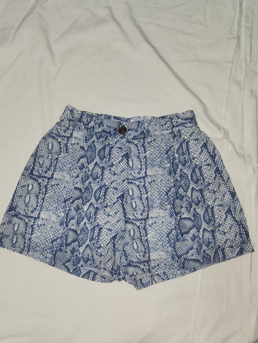 glam Blue Snake-Print High-Waist Shorts